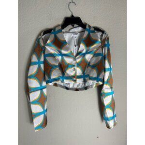 The Drop Abstract Print Cut Out Top, Size M, Brown & Blue glam y2k casual silky